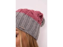 Paris fleecová čepice K212 tmavě růžová+šedá 5