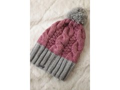 Paris fleecová čepice K212 tmavě růžová+šedá 6