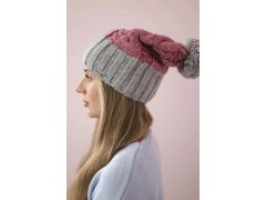 Paris fleecová čepice K212 tmavě růžová+šedá 7