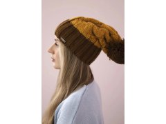 Fleecová čepice Paris K212 hořčicová+hnědá 6