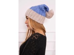 Paris fleecová čepice K212 modrá+béžová 4