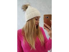 Fleecová kostkovaná čepice K226 ecru 1