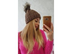 Fleecová kostkovaná čepice K226 mocca 1