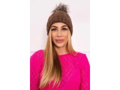 Fleecová kostkovaná čepice K226 mocca 2