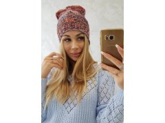 Fleecová čepice Klaudia K255 oranžová+červená 1