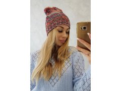 Fleecová čepice Klaudia K255 oranžová+červená 2