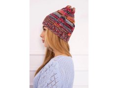 Fleecová čepice Klaudia K255 oranžová+červená 3