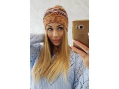 Fleecová čepice Klaudia K255 oranžová+žlutá 1