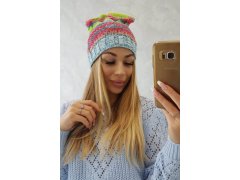 Fleecová čepice Klaudia K255 žlutá neon+modrá 1