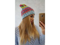 Fleecová čepice Klaudia K255 žlutá neon+modrá 2