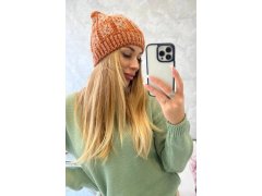 Fleecová čepice Melisa K241 oranžová+šedá 1