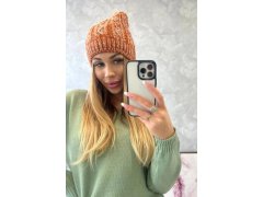 Fleecová čepice Melisa K241 oranžová+šedá 2