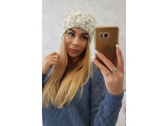 Fleecová čepice Roksana K209 ecru+grey 2