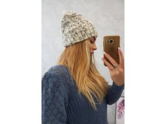 Fleecová čepice Roksana K209 ecru+grey 3