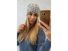 Fleecová čepice Roksana K209 šedá+fialová 2