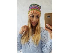Krystyna fleecová čepice K207 chrpa+oranžová 2