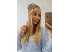 Krystyna fleecová čepice K207 chrpa+oranžová 3