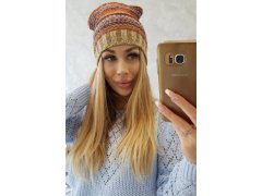 Krystyna fleecová čepice K207 hnědá+béžová 2