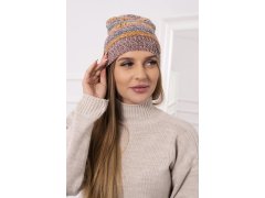 Fleecová čepice Patrycja K254 hořčicová+hnědá 2