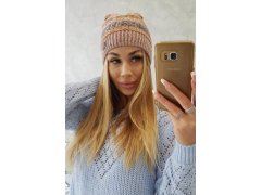 Fleecová čepice Patrycja K254 pink+cappuccino 1