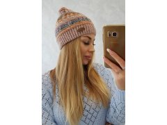 Fleecová čepice Patrycja K254 pink+cappuccino 2