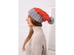 Milano fleecová čepice K203 červená+šedá 1