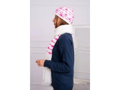 Dámská souprava se šátkem Anika K304 ecru+fuchsia 1