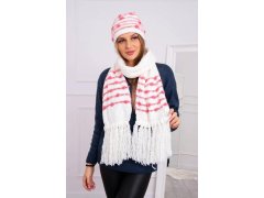 Dámská souprava se šátkem Anika K304 ecru+malmine 2