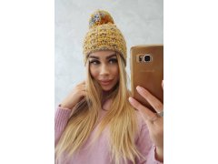 Fleecová čepice Fiona K275 hořčicová+šedá 1