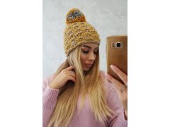 Fleecová čepice Fiona K275 hořčicová+šedá 2