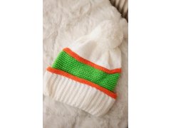 Dámská čepice Kinga K297 bílá+oranžová+zelená 5
