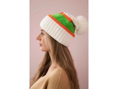 Dámská čepice Kinga K297 bílá+oranžová+zelená 6