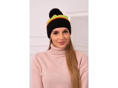 Kinga dámská čepice K297 černá+zelená neon+oranžová 1