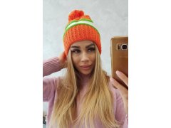 Kinga dámská čepice K297 oranžová+zelená neon+bílá 1