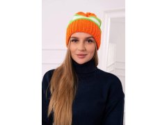 Kinga dámská čepice K297 oranžová+zelená neon+bílá 3