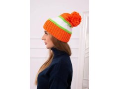 Kinga dámská čepice K297 oranžová+zelená neon+bílá 4