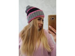 Dámská čepice Kinga K297 tmavě šedá+černá 2