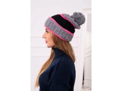 Dámská čepice Kinga K297 tmavě šedá+černá 3