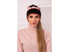 Dámská čepice Kinga K297 černá+tmavě růžová+béžová 1