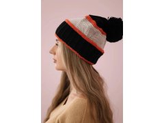 Dámská čepice Kinga K297 černá+tmavě růžová+béžová 5