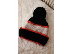 Dámská čepice Kinga K297 černá+tmavě růžová+béžová 6