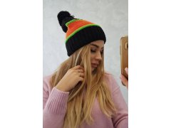 Dámská čepice Kinga K297 black+orange+green neon 2