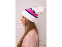 Dámská čepice Kinga K297 bílá+šedá+světle růžová 1