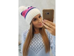 Dámská čepice Kinga K297 bílá+šedá+světle růžová 3