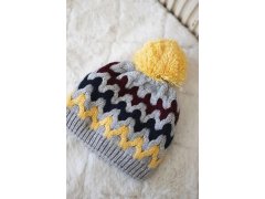 Dámská čepice Laila K283 tmavě šedá+žlutá 2