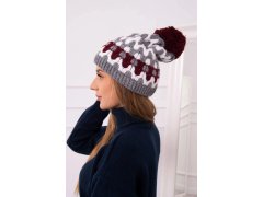 Dámská čepice Laila K283 tmavě šedá+bílá+bordeaux 1