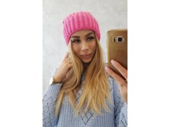Čepice Magda s&nbsp;ohrnutím K293 růžová neonová 1