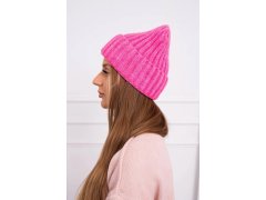 Čepice Magda s&nbsp;ohrnutím K293 růžová neonová 3