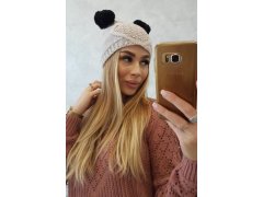Fleecová čepice 2 bambulky K291 béžová 2