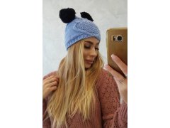 Fleecová čepice 2 bambulky K291 modrá 1